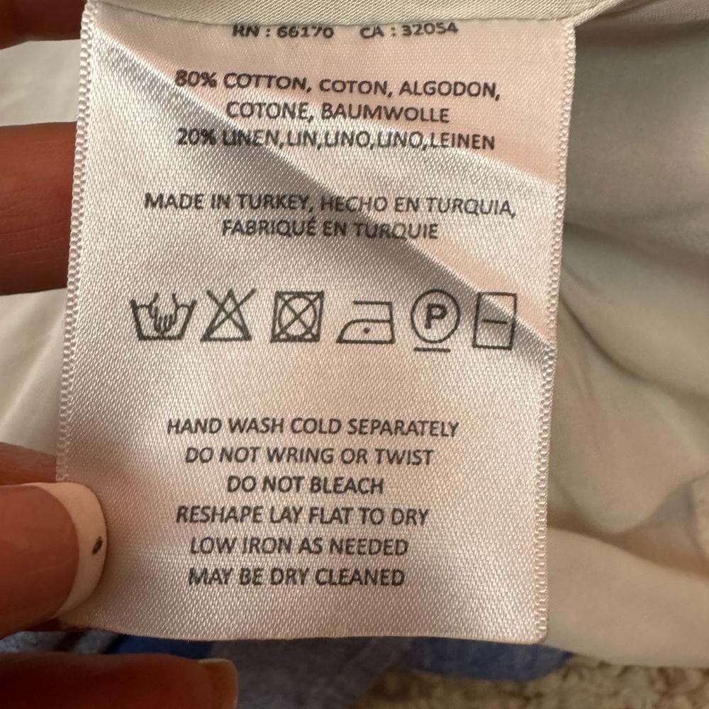 Maeve Blue and White Asymmetrical Wrap Sundress Size XSP. A14 - Picture 15 of 16